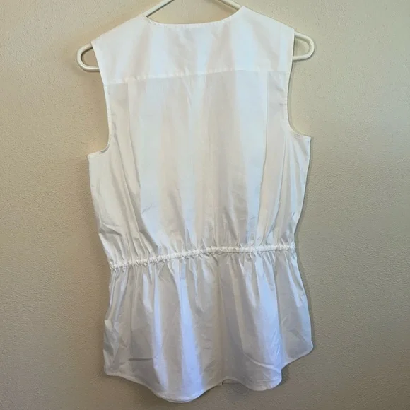 Theory Women's Kenan Gathered Luxe Sleeveless Button Down Blouse - Picture 7 of 16